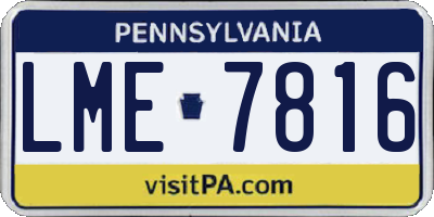 PA license plate LME7816