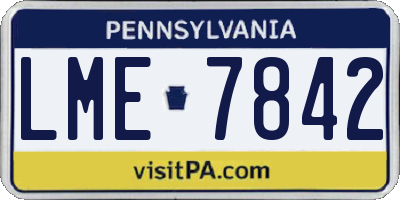 PA license plate LME7842