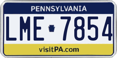 PA license plate LME7854