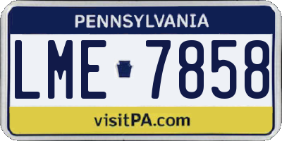 PA license plate LME7858