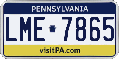 PA license plate LME7865