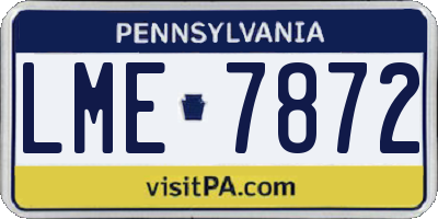 PA license plate LME7872