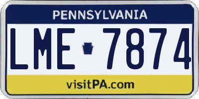 PA license plate LME7874