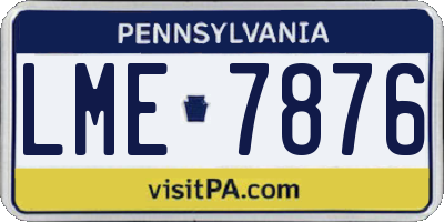 PA license plate LME7876
