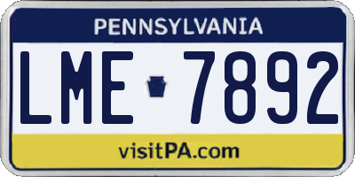 PA license plate LME7892