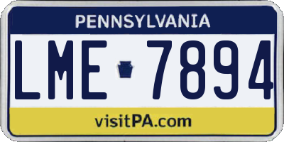 PA license plate LME7894