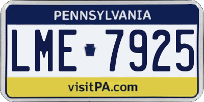 PA license plate LME7925