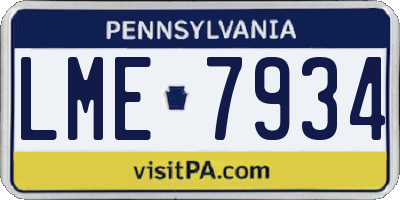 PA license plate LME7934