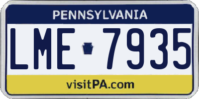 PA license plate LME7935