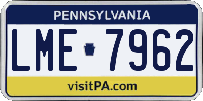 PA license plate LME7962