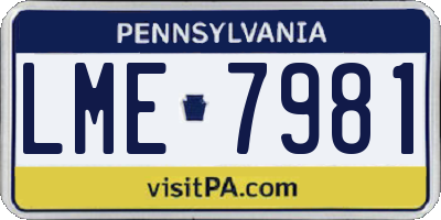 PA license plate LME7981