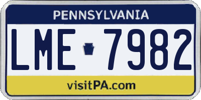 PA license plate LME7982