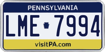 PA license plate LME7994