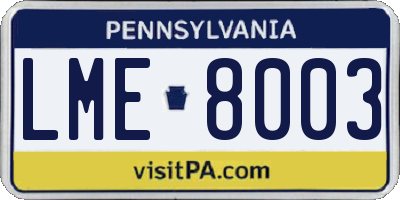 PA license plate LME8003