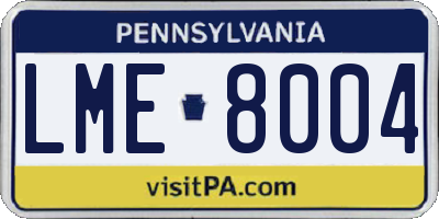 PA license plate LME8004