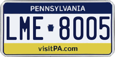 PA license plate LME8005