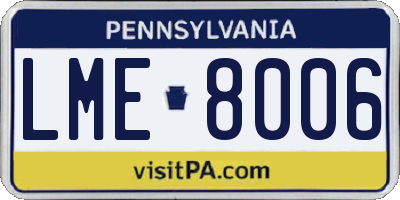 PA license plate LME8006