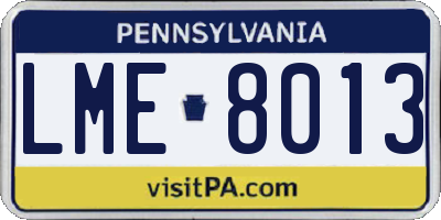PA license plate LME8013