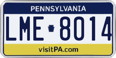 PA license plate LME8014