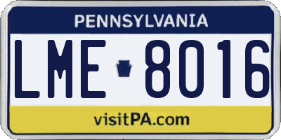 PA license plate LME8016