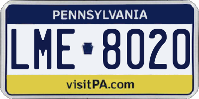 PA license plate LME8020