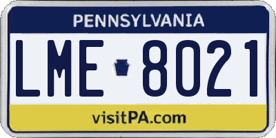 PA license plate LME8021