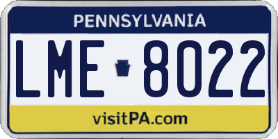 PA license plate LME8022