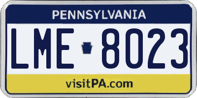 PA license plate LME8023