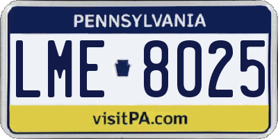 PA license plate LME8025