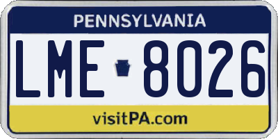 PA license plate LME8026