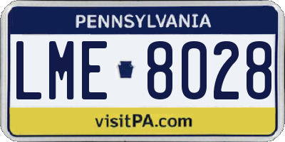 PA license plate LME8028