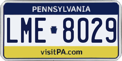 PA license plate LME8029