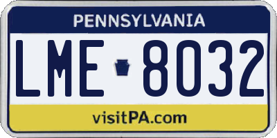 PA license plate LME8032