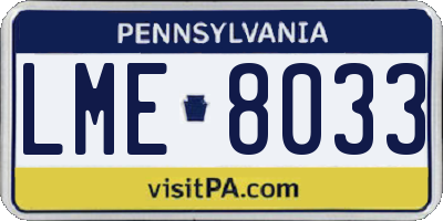 PA license plate LME8033