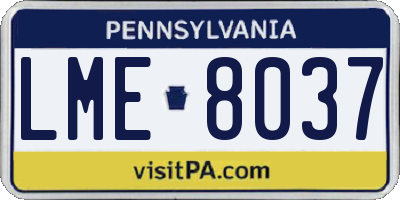 PA license plate LME8037