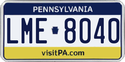 PA license plate LME8040