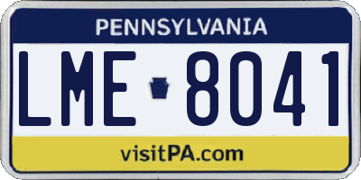 PA license plate LME8041