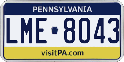 PA license plate LME8043