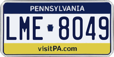 PA license plate LME8049