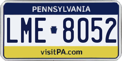 PA license plate LME8052