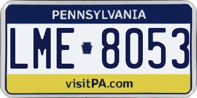 PA license plate LME8053