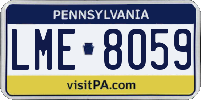 PA license plate LME8059