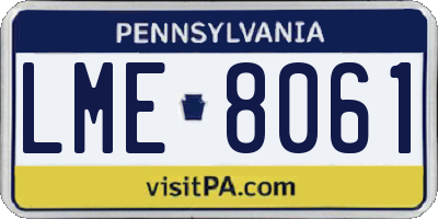 PA license plate LME8061