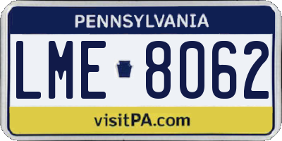 PA license plate LME8062