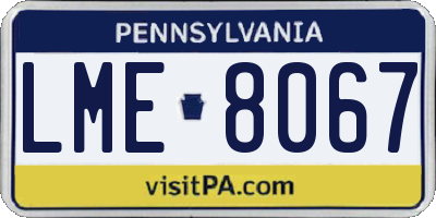 PA license plate LME8067