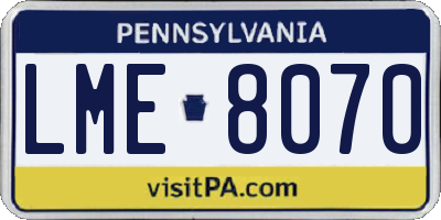 PA license plate LME8070