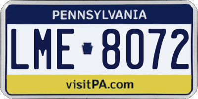 PA license plate LME8072