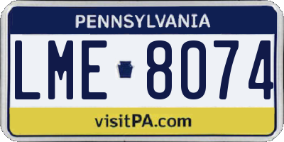 PA license plate LME8074