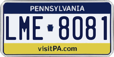 PA license plate LME8081