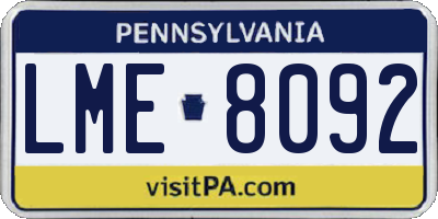 PA license plate LME8092